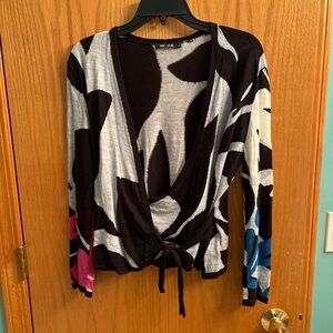 Nic + Zoe Women's Linen blend Multicolor Wrap Top Sz PM